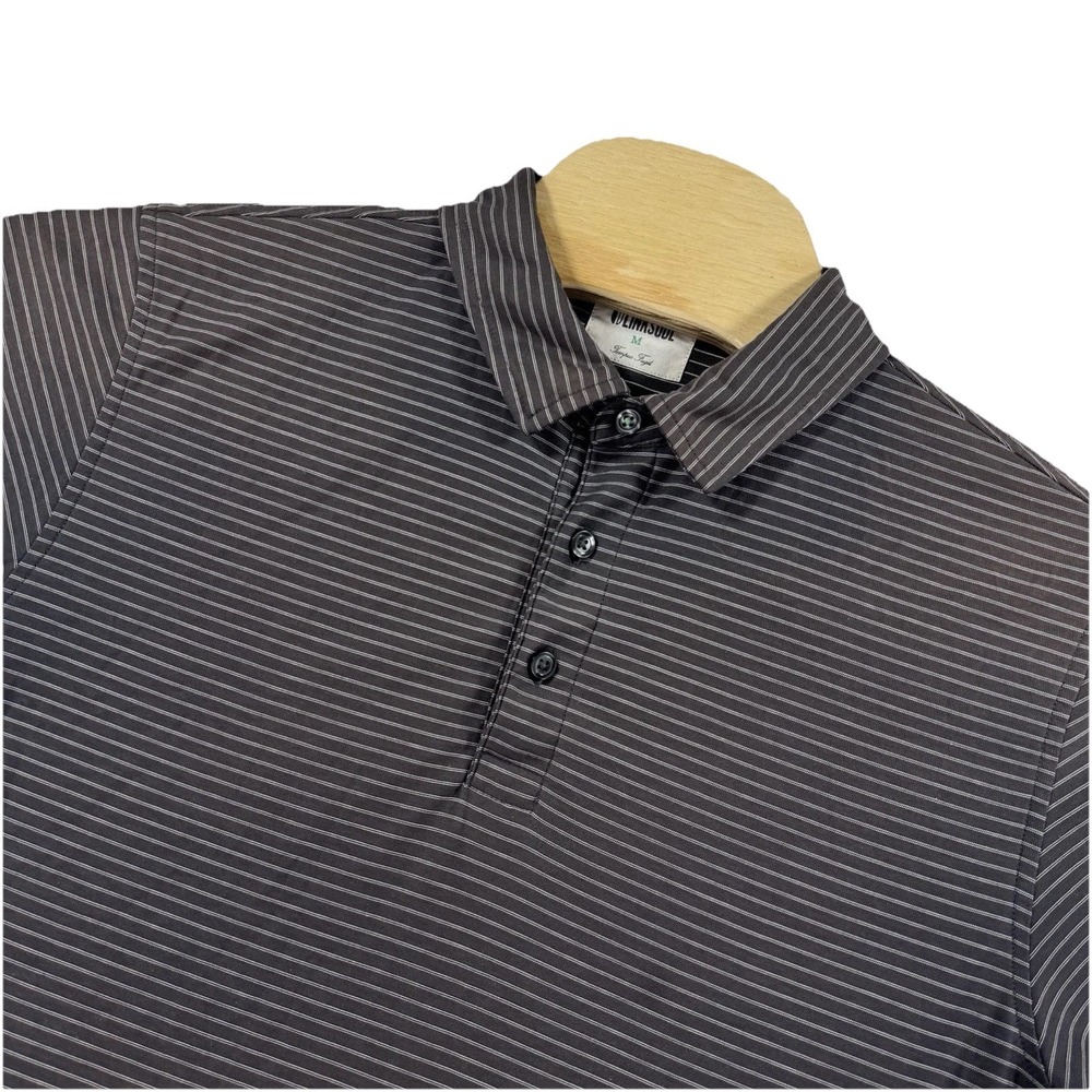 LinkSoul Golf Polo Shirt Mens M Gray White Stripe Lightweight Preppy Golfer